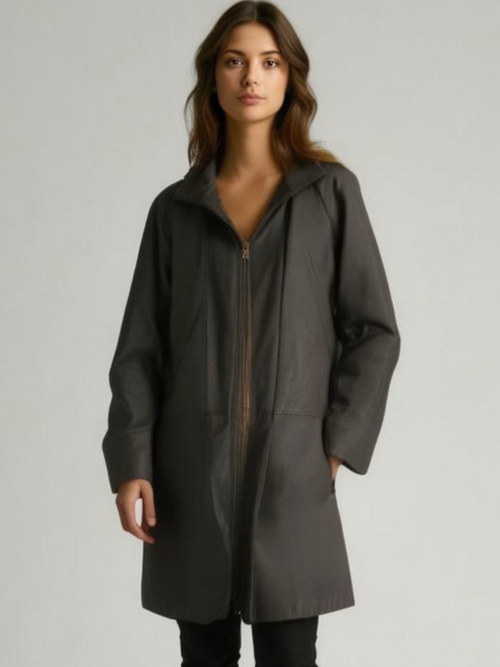 Vintage Tibor Leathers Brown Lambskin Cafe Coat Butter Soft Plus Size 1X Women’s
